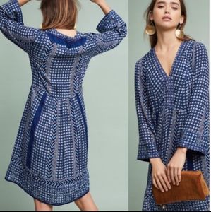 Anthropologie Akemi + Kin Sierra Embroidered BOHO shift dress blue Medium